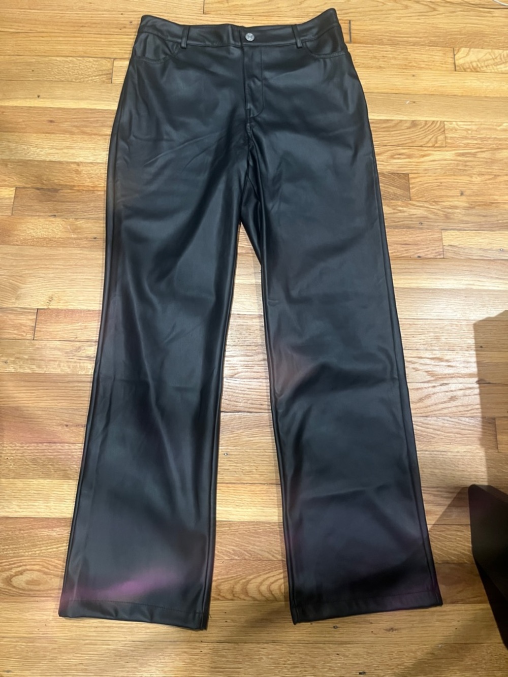 refuge Black Faux Leather Straight Leg Pants